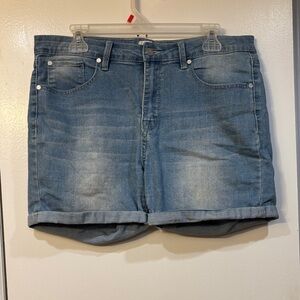 Medium Rise Denim Blue Jean Shorts
